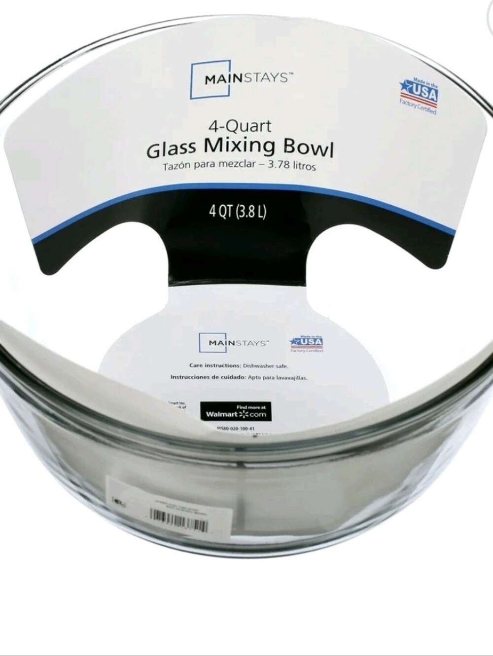 Mainstays Clear Glass 4-Quart Mixing Bowl
